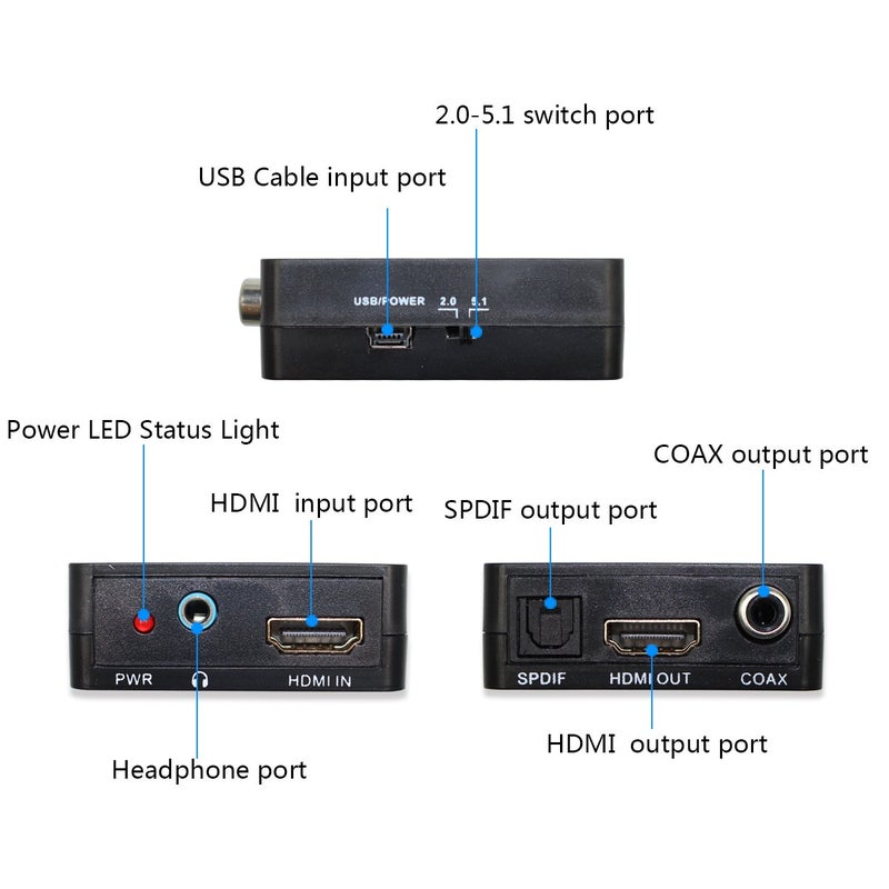 HDSUNWSTD Audio Splitter Adapter HDMI to HDMI and Optical TOSLINK SPDIF +3.5mm Audio Analog Audio Converter - Image 3